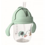 Bicchiere in tritan per bambini con elefantini e cannuccia 250ml color verde menta terza vista