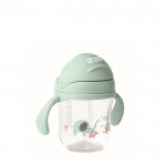 Bicchiere in tritan per bambini con elefantini e cannuccia 250ml color verde menta vista area di stampa