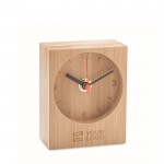 Orologio analogico da tavolo interamente in bambù da personalizzare color legno vista area di stampa