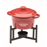 Set piccolo per fondue per 2 in ceramica con 2 forchettoni da 300 ml color rosso vista principale