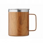 Tazza termica a doppia parete con aspetto in legno da 300ml color marrone seconda vista