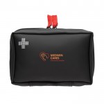 Kit di pronto soccorso personalizzato in nobuk con 24 accessori color nero vista con logo