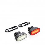 Set di 2 luci per bici in plastica riciclata con 5 modalità di luce color nero vista area di stampa