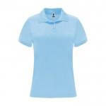 Polo tecnica da donna in piqué di poliestere 150 g/m² Roly color azzurro