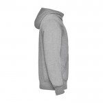 Felpa unisex in cotone e poliestere con cappuccio 280 g/m² Roly color grigio chiaro jensato seconda vista con laterale