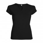 T-shirt in cotone per donna con scollo a V 200 g/m² Roly color nero