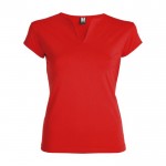 T-shirt in cotone per donna con scollo a V 200 g/m² Roly color rosso