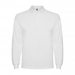 Polo da uomo a maniche lunghe in 100% cotone piqué 220 g/m² Roly color bianco