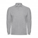 Polo da uomo a maniche lunghe in 100% cotone piqué 220 g/m² Roly color grigio chiaro jensato