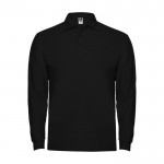 Polo da uomo a maniche lunghe in 100% cotone piqué 220 g/m² Roly color nero