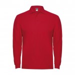 Polo da uomo a maniche lunghe in 100% cotone piqué 220 g/m² Roly color rosso