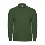 Polo da uomo a maniche lunghe in 100% cotone piqué 220 g/m² Roly color verde bottiglia