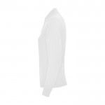 Polo da donna a maniche lunghe in 100% cotone piqué 220 g/m² Roly color bianco vista laterale