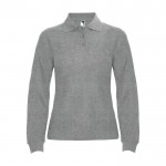 Polo da donna a maniche lunghe in 100% cotone piqué 220 g/m² Roly color grigio chiaro jensato