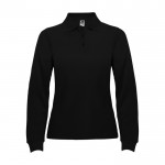 Polo da donna a maniche lunghe in 100% cotone piqué 220 g/m² Roly color nero