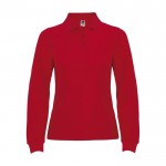 Polo da donna a maniche lunghe in 100% cotone piqué 220 g/m² Roly color rosso