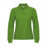 Polo da donna a maniche lunghe in 100% cotone piqué 220 g/m² Roly color verde erba