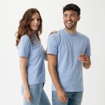 Maglietta unisex in cotone organico e riciclato da 160 g/m² Iqoniq color azzurro ciano terza vista