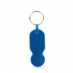 Portachiavi in plastica personalizzabile con gettone da 1 euro color blu reale