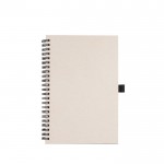 Block notes A5 con pagine neutre fatto con cartoni del latte riciclati color beige