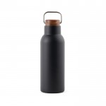 Borraccia in acciaio inox riciclato con manico e tappo in legno 580ml color nero