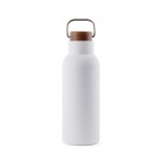 Borraccia in acciaio inox riciclato con manico e tappo in legno 580ml color bianco