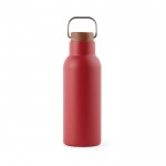 Borraccia in acciaio inox riciclato con manico e tappo in legno 580ml color rosso