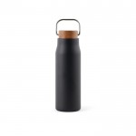 Borraccia in acciaio inox riciclato con manico e tappo in legno 300ml color nero