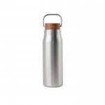 Borraccia in acciaio inox riciclato con manico e tappo in legno 300ml color argento