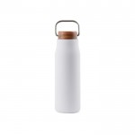 Borraccia in acciaio inox riciclato con manico e tappo in legno 300ml color bianco