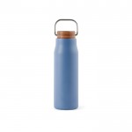 Borraccia in acciaio inox riciclato con manico e tappo in legno 300ml color blu