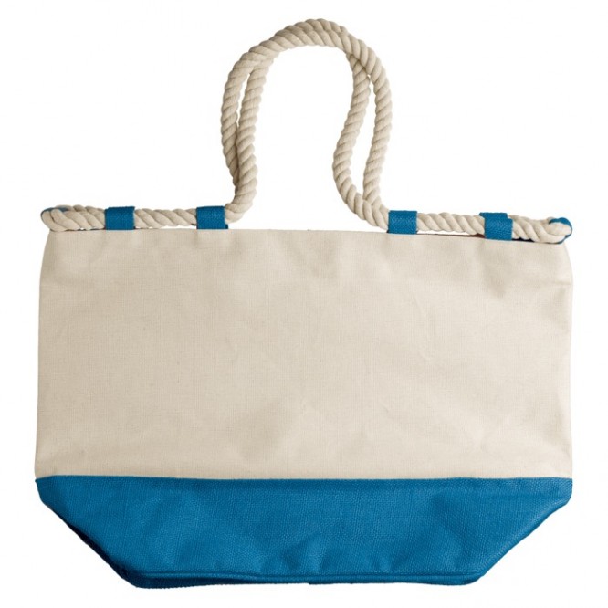 Borsa in canvas da 380g/m² con base colorata e manici in corda