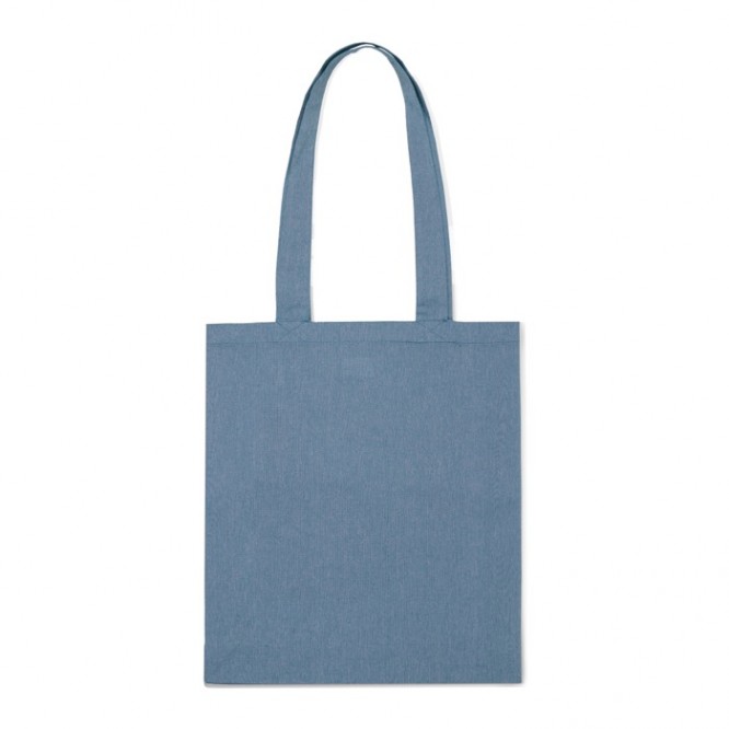 Shopper con manici lunghi in cotone riciclato e poliestere 140g/m²