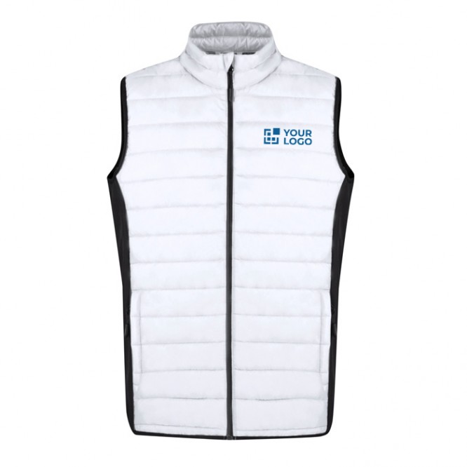 Gilet imbottito in soft shell e poliestere con fianco e dettagli neri