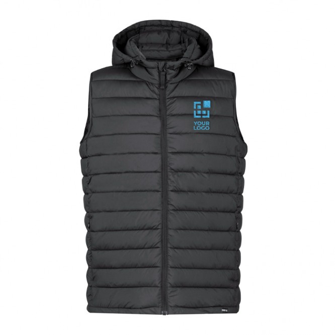 Gilet in 100% rPET resistente all'acqua con cappuccio regolabile