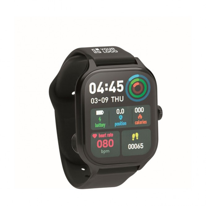 Smartwatch con schermo LCD touch e cinturino in silicone iOS e Android