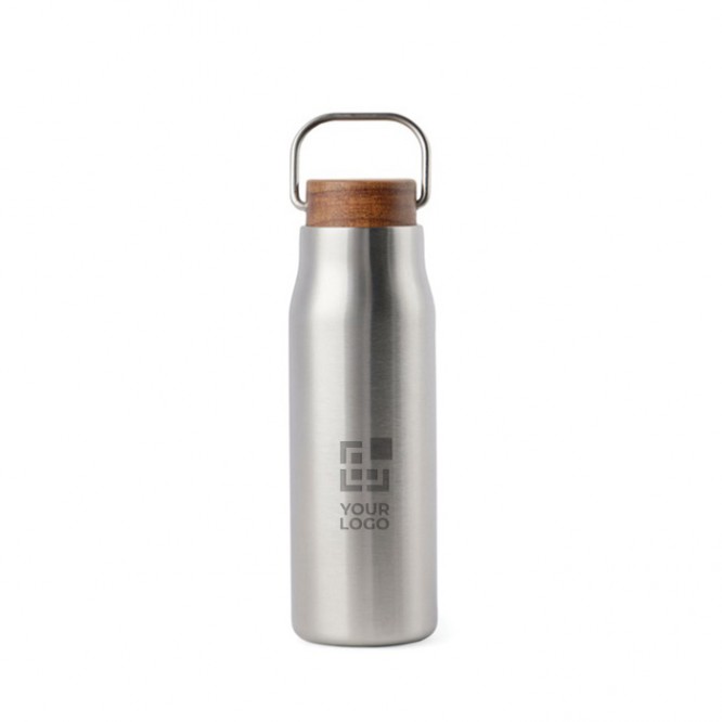 Borraccia in acciaio inox riciclato con manico e tappo in legno 300ml