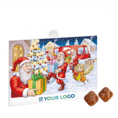 Calendario dell'Avvento classico 24 cioccolatini A4 color bianco vista principale