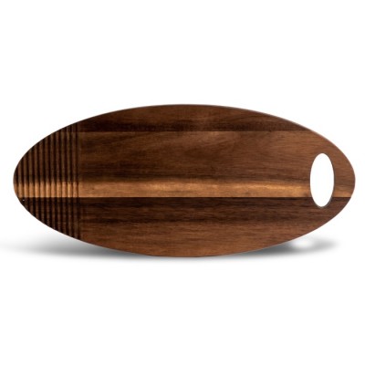 Tagliere ovale in legno di acacia FSC con strisce in un'estremità