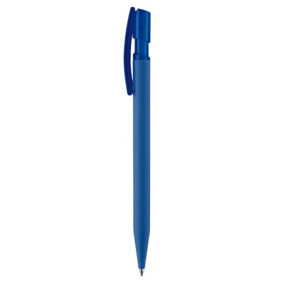 Penna in plastica trasparente con finitura morbido e inchiostro blu