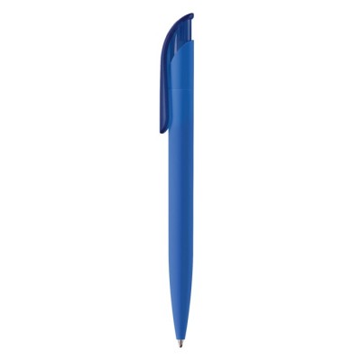 Penna a pulsante in plastica con finitura morbida e inchiostro blu
