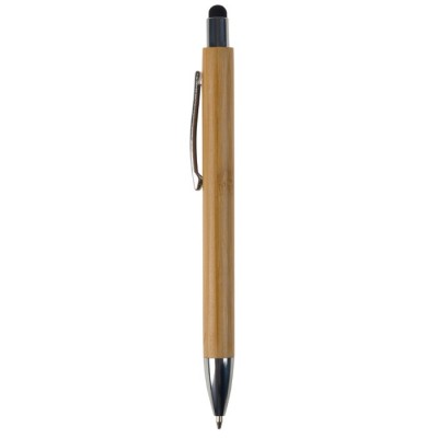Penna in bambù con gommino touch colorato e inchiostro blu