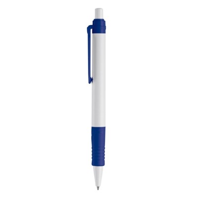 Penna bianca con dettagli colorati e inchiostro blu realizzata in PLA