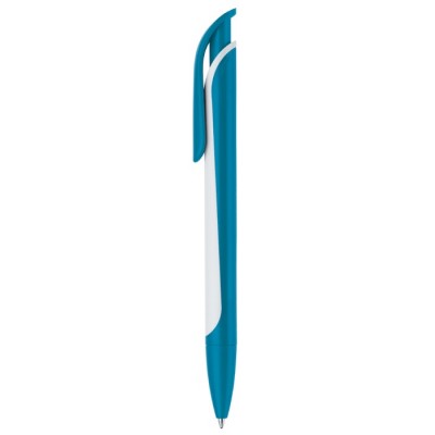 Penna di plastica in bianco e colore a tua scelta con inchiostro blu