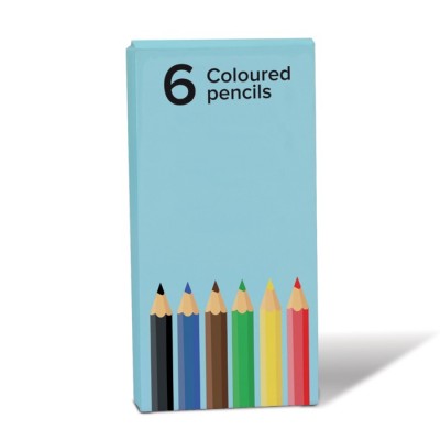 Set di 6 matite colorate in scatola di cartone personalizzabile