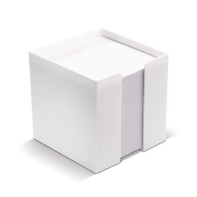 Cubo di plastica bianco porta notes con 800 foglietti da 90g/m²
