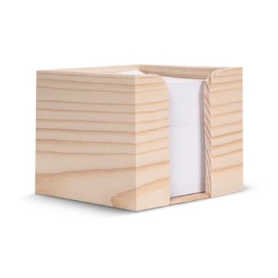 Cubo di legno porta notes con 650 foglietti di carta riciclata 90g/m²