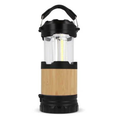 Lanterna e torcia in bambù e ABS con luce a LED
