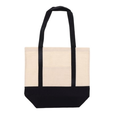 Borsa di cotone OEKO-TEX con base e manici colorati da 180 g/m²