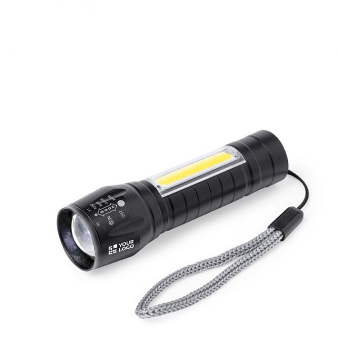 Torcia ricaricabile con 1 luce LED e 10 luci COB sul manico